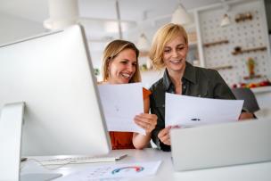 Busy educators working together